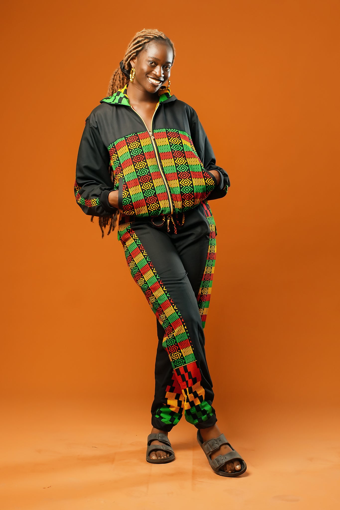 Positive Vibrations Kente Black Hooded Jacket