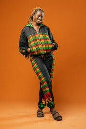 Positive Vibrations Kente Black Hooded Jacket