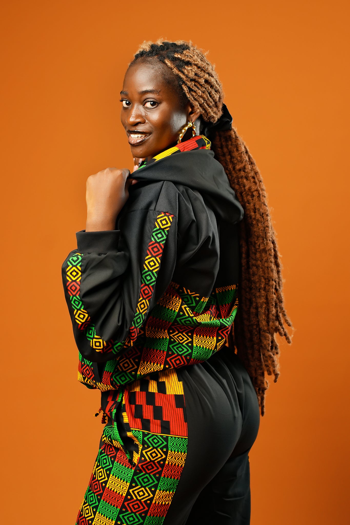 Positive Vibrations Kente Black Hooded Jacket