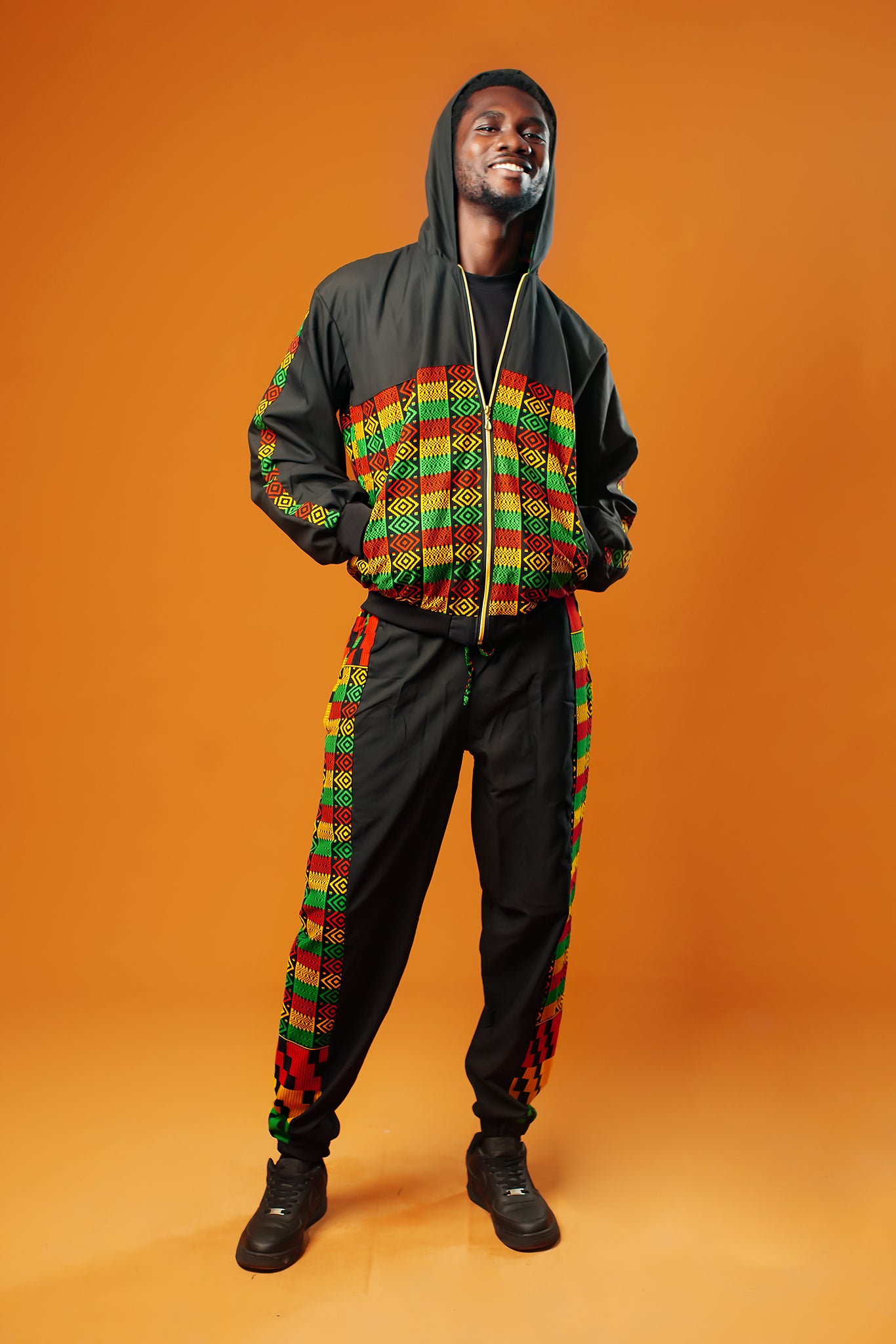 Positive Vibrations Kente Black Hooded Jacket