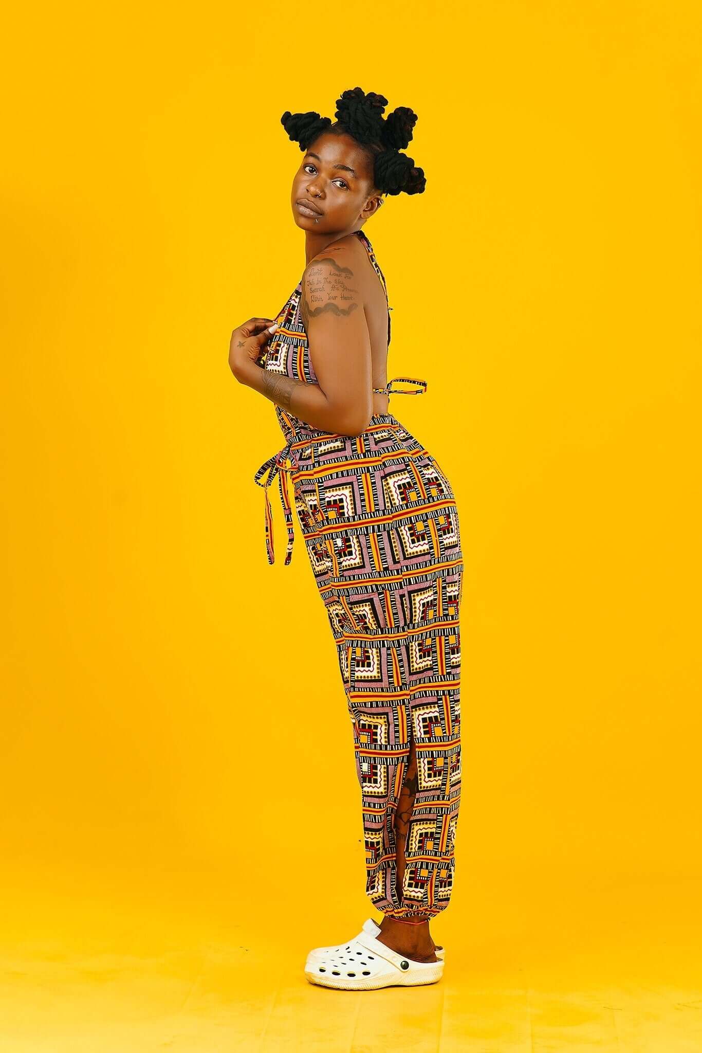 Busua Babe African Print Backless Jumpsuit