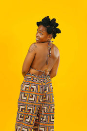Busua Babe African Print Backless Jumpsuit