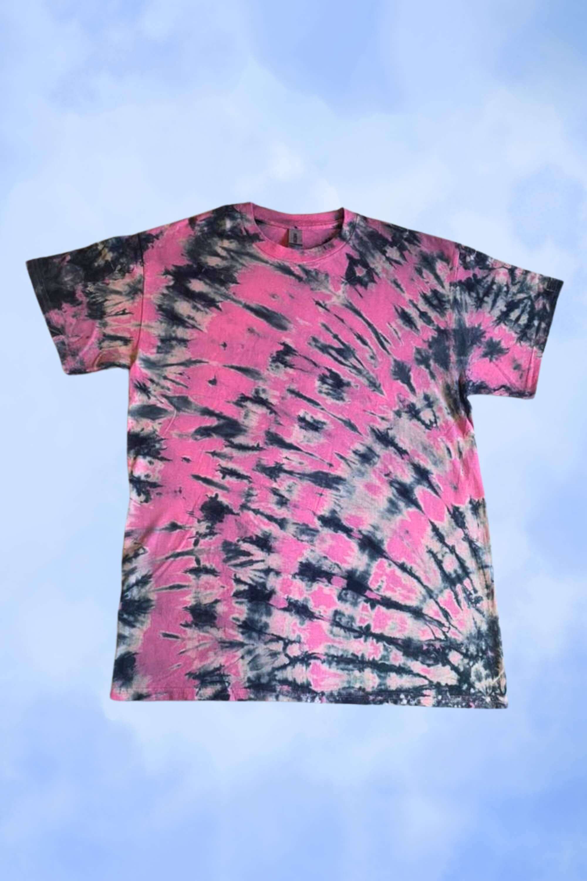 Pink & Grey Tie Dye Cotton T-Shirt, Handmade Unique Design, Soft Fabric, Casual Festival Wear, Hippie Shirt, Psychedelic Shirt, Plus Size
