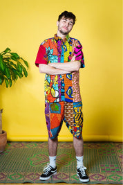 Colour Me Crazy Patchwork African Print Board Shorts