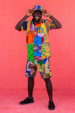 Colour Me Crazy Patchwork African Print Board Shorts