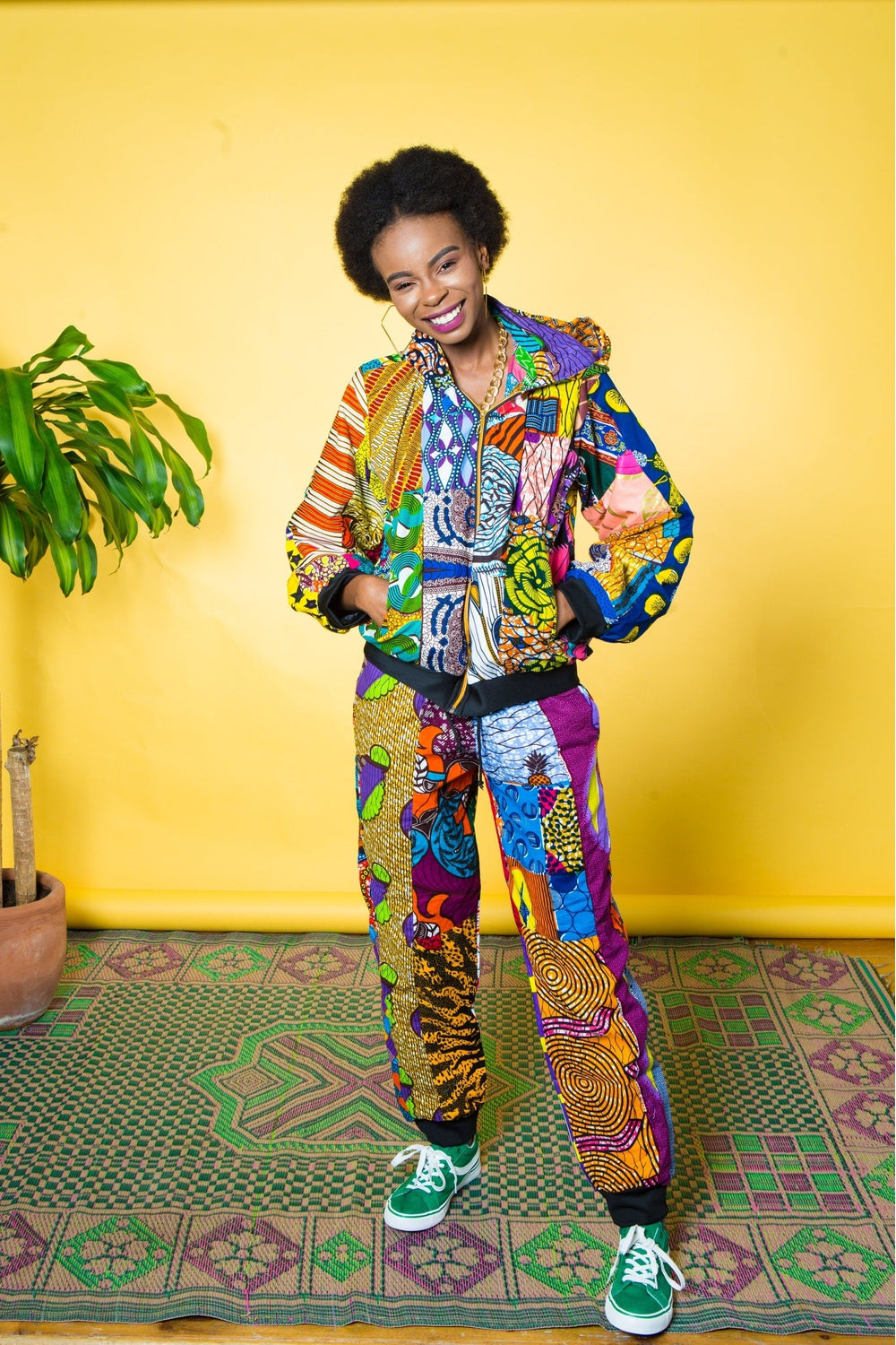Colour Me Crazy Patchwork African Print Hooded Jacket