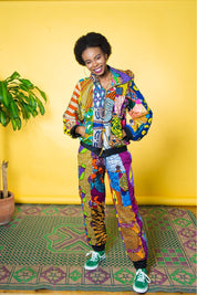 Colour Me Crazy Patchwork African Print Hooded Jacket