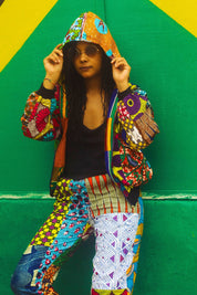 Colour Me Crazy Patchwork African Print Hooded Jacket