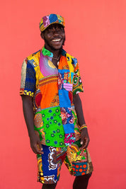 Colour Me Crazy Patchwork African Print Short Sleeve Shirt