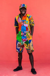 Colour Me Crazy Patchwork African Print Short Sleeve Shirt