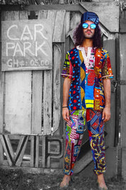 Colour Me Crazy Patchwork African Print T-Shirt