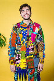 Colour me Crazy Patchwork African Print Long-Sleeve Shirt