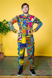 Colour me Crazy Patchwork African Print Long-Sleeve Shirt