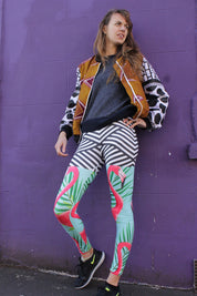 Famous Flamingo Festival Pattern Leggings