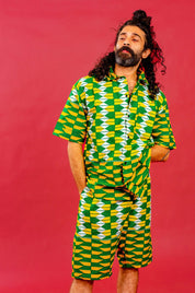 Yellow and green knee length shorts