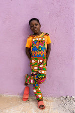 Kente Pink Kids African Print Dungarees