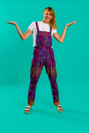 Purple stripe festival dungarees