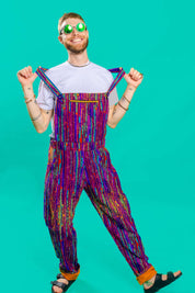 Purple stripe festival dungarees