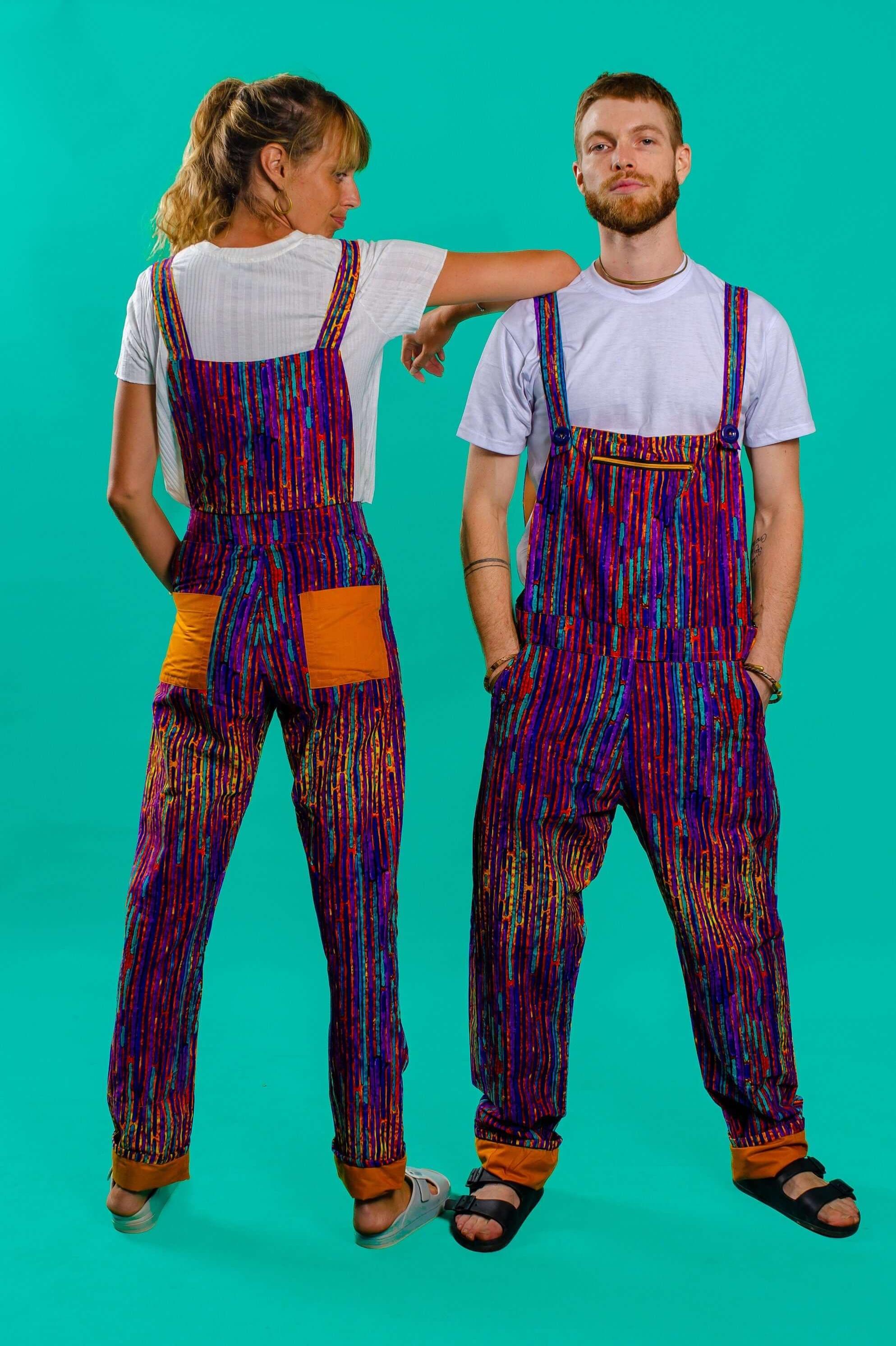 Purple stripe festival dungarees