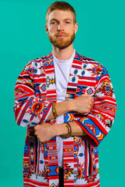 Aztec print unisex kimono