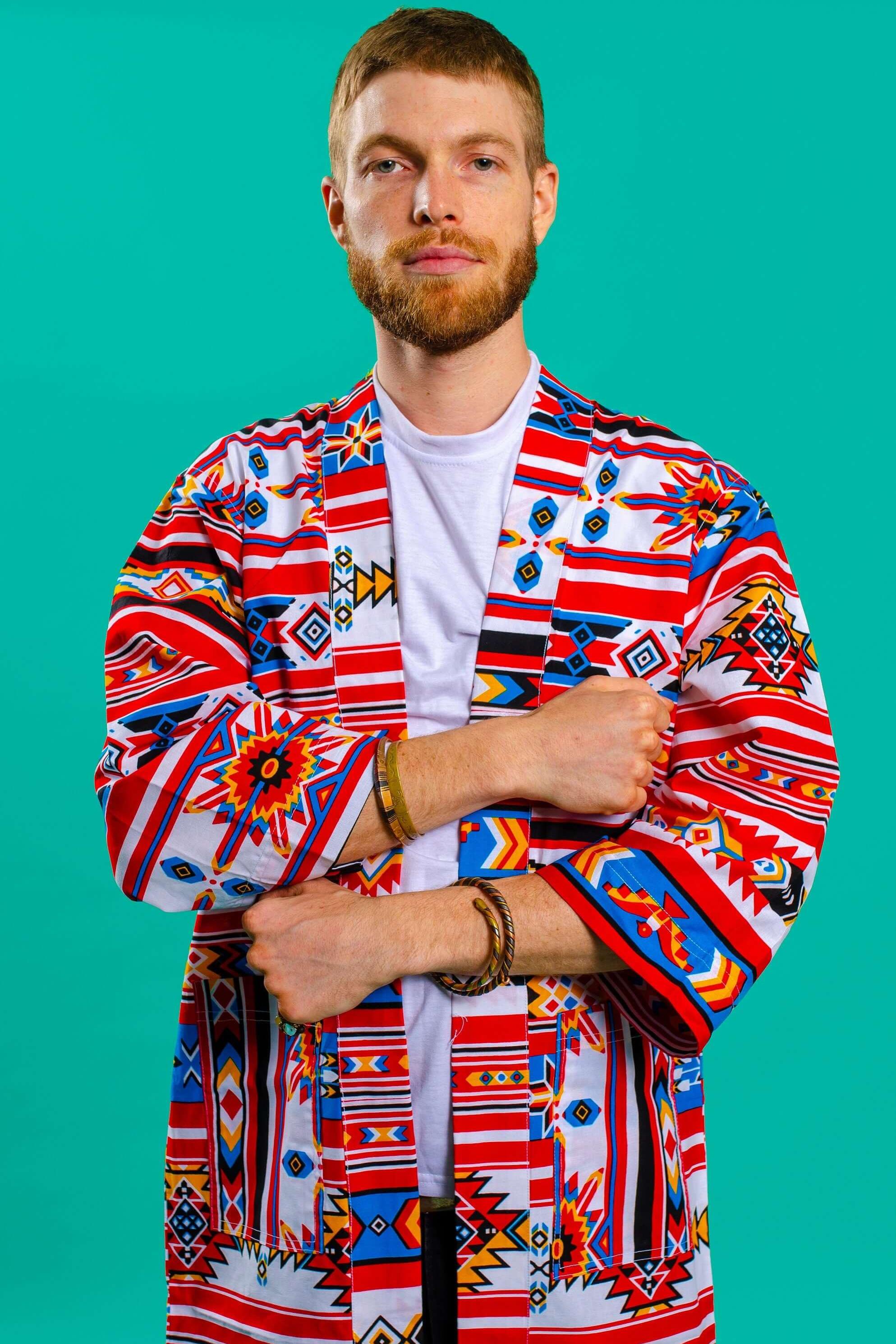 Aztec print unisex kimono