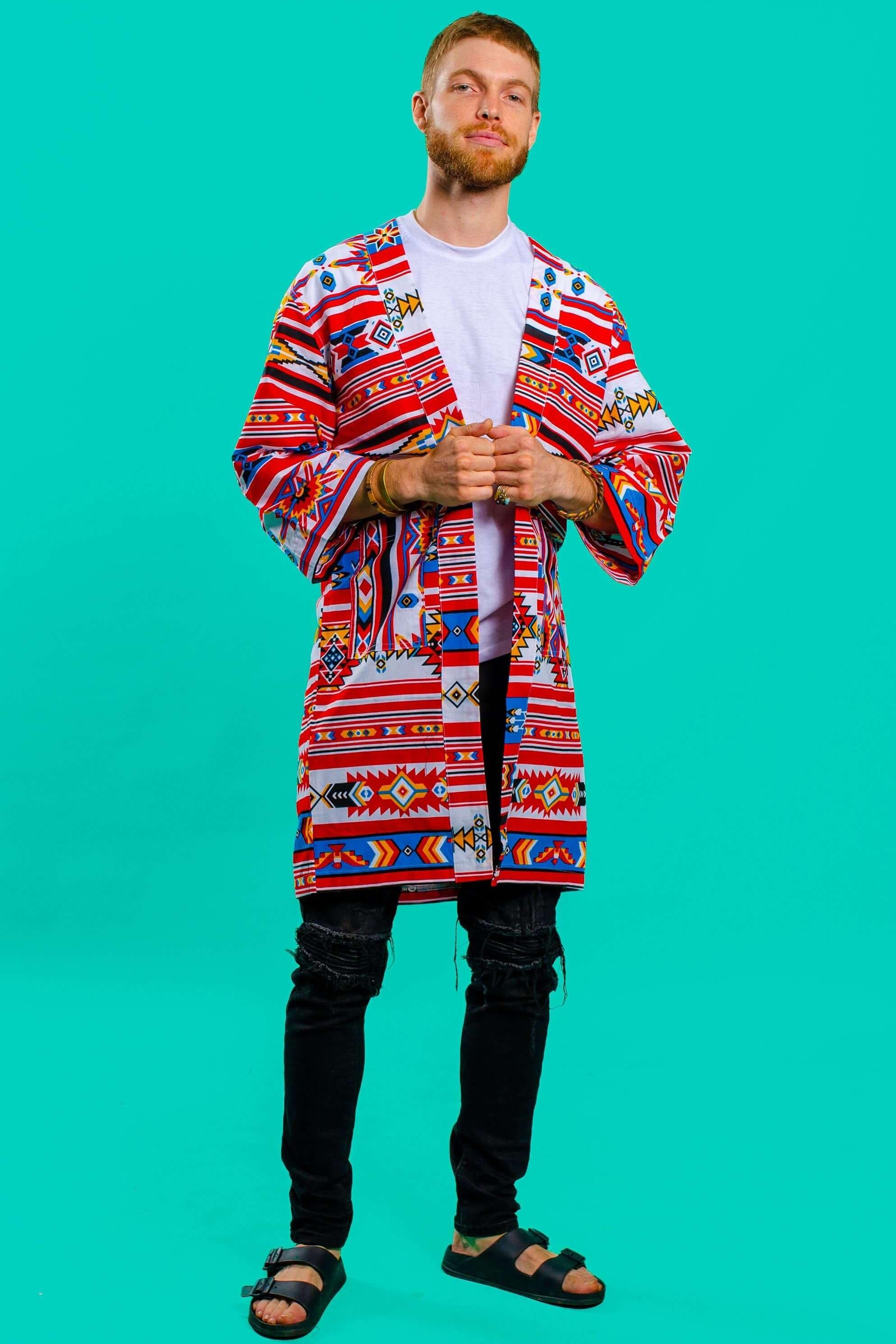 Aztec print unisex kimono