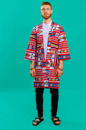 Aztec print unisex kimono