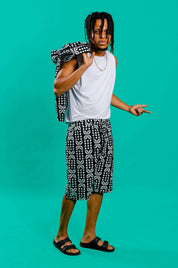 Black and white mens board shorts