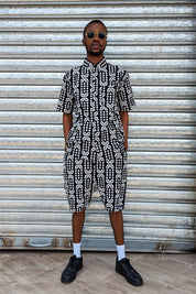 Black and white mens cotton shirt