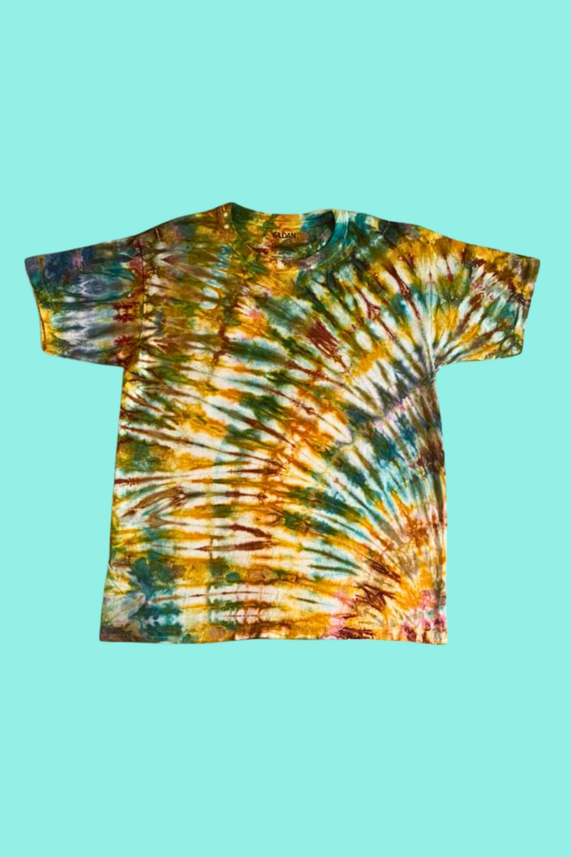 Natural Tie Dye Cotton T-Shirt, Hippie Clothing, Casual Festival Wear, Hippie Shirt, Psychedelic Shirt, Unisex Plus Size, Rave Accessories