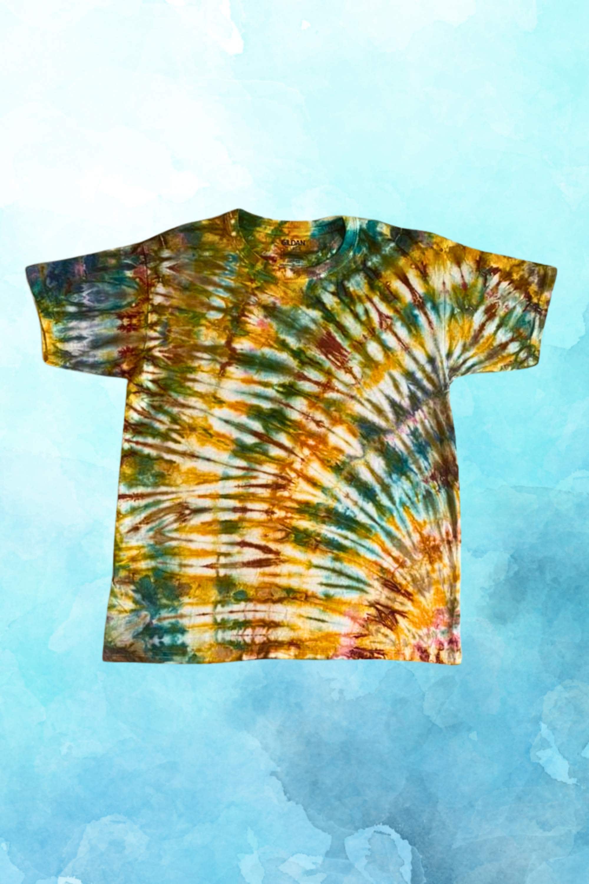 Natural Tie Dye Cotton T-Shirt, Hippie Clothing, Casual Festival Wear, Hippie Shirt, Psychedelic Shirt, Unisex Plus Size, Rave Accessories