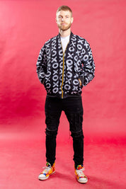 Black and white batik bomber jacket
