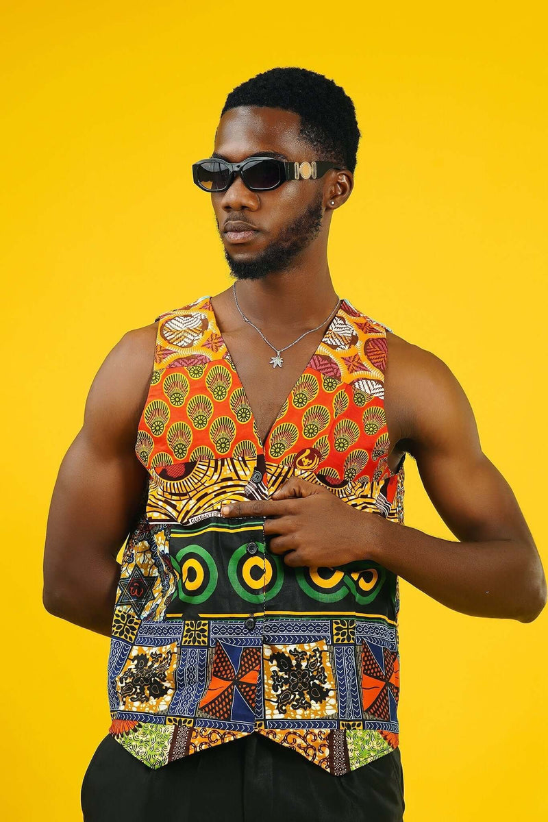 Nsubra African Print Reversible Waistcoat