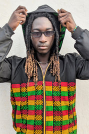 Positive Vibrations Kente Black Hooded Jacket