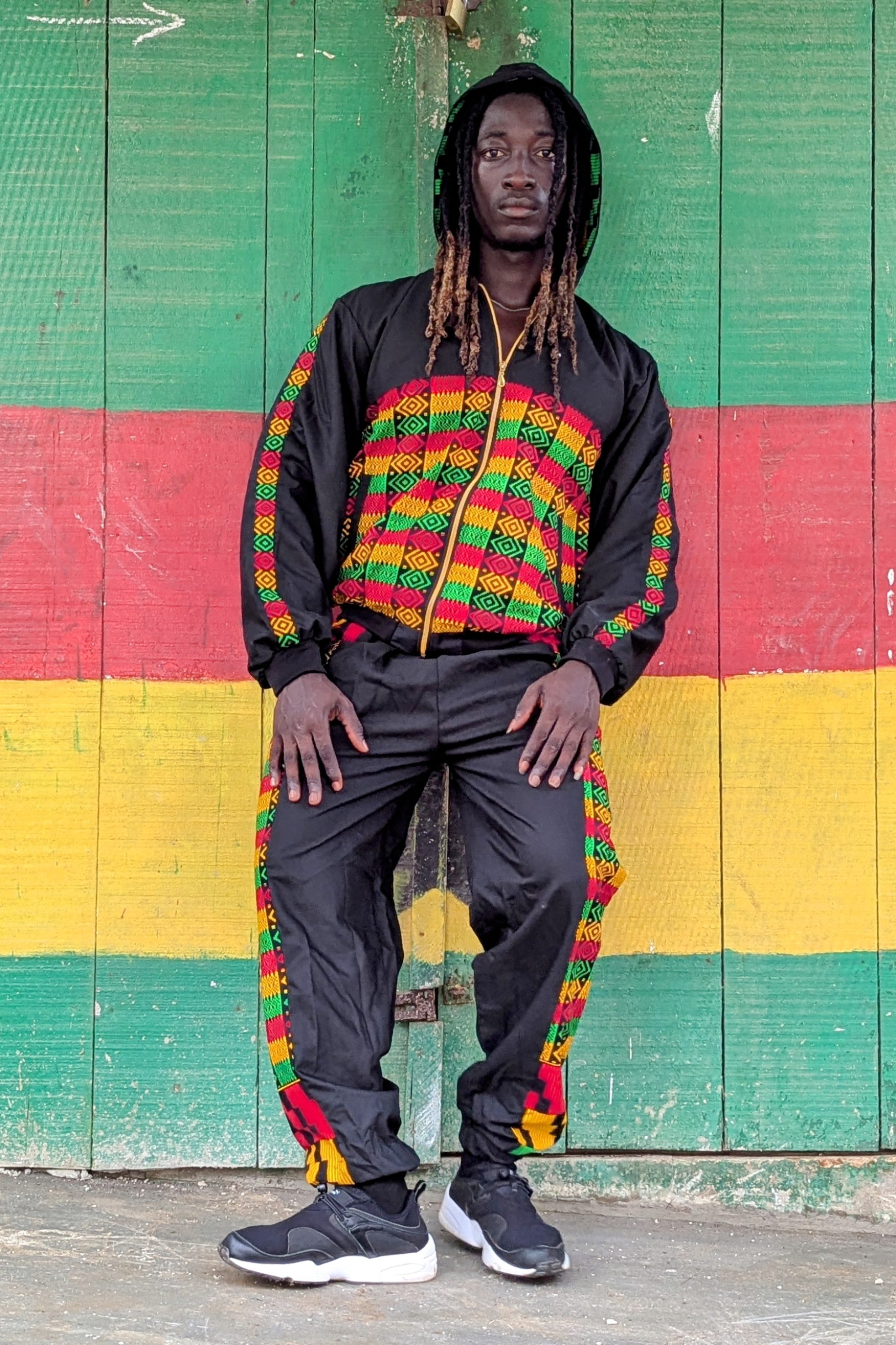 Positive Vibrations Kente Black Hooded Jacket