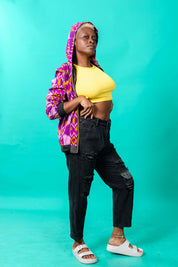 Purple Playa Kente Hooded Jacket
