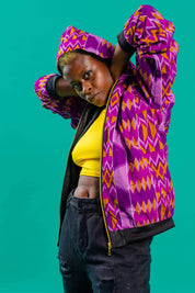 Purple Playa Kente Hooded Jacket