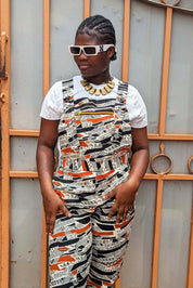 African print festival dungarees