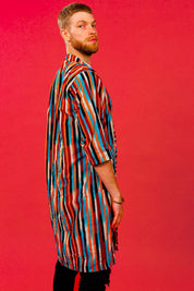 Striped Unisex Kimono, African Print Kimono, Colorful Jacket, Hippie Clothing, Pattern Kimono, Kimono Women, Tribal Cloak, Kimono Robe