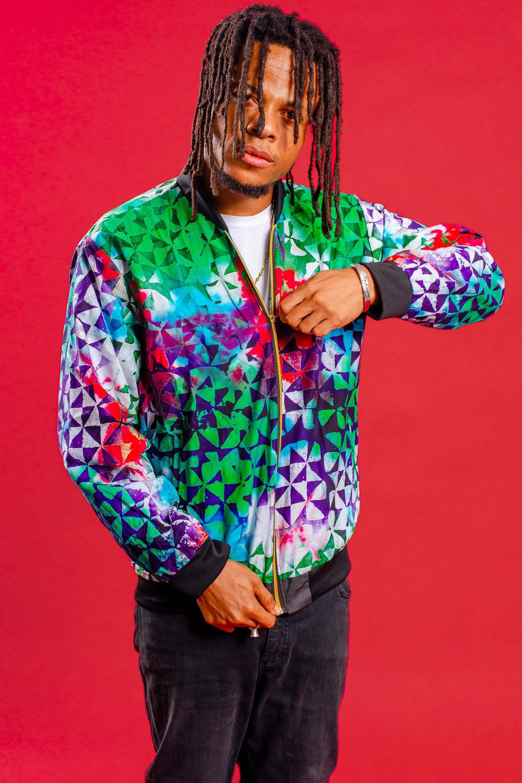 Colourful Batik Bomber Jacket, African Print Jacket, Unisex Festival Jacket, Summer Clothing, Tribal Jacket, Handmade Batik Coat, Men Outfit