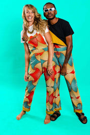 Yellow unisex festival dungarees