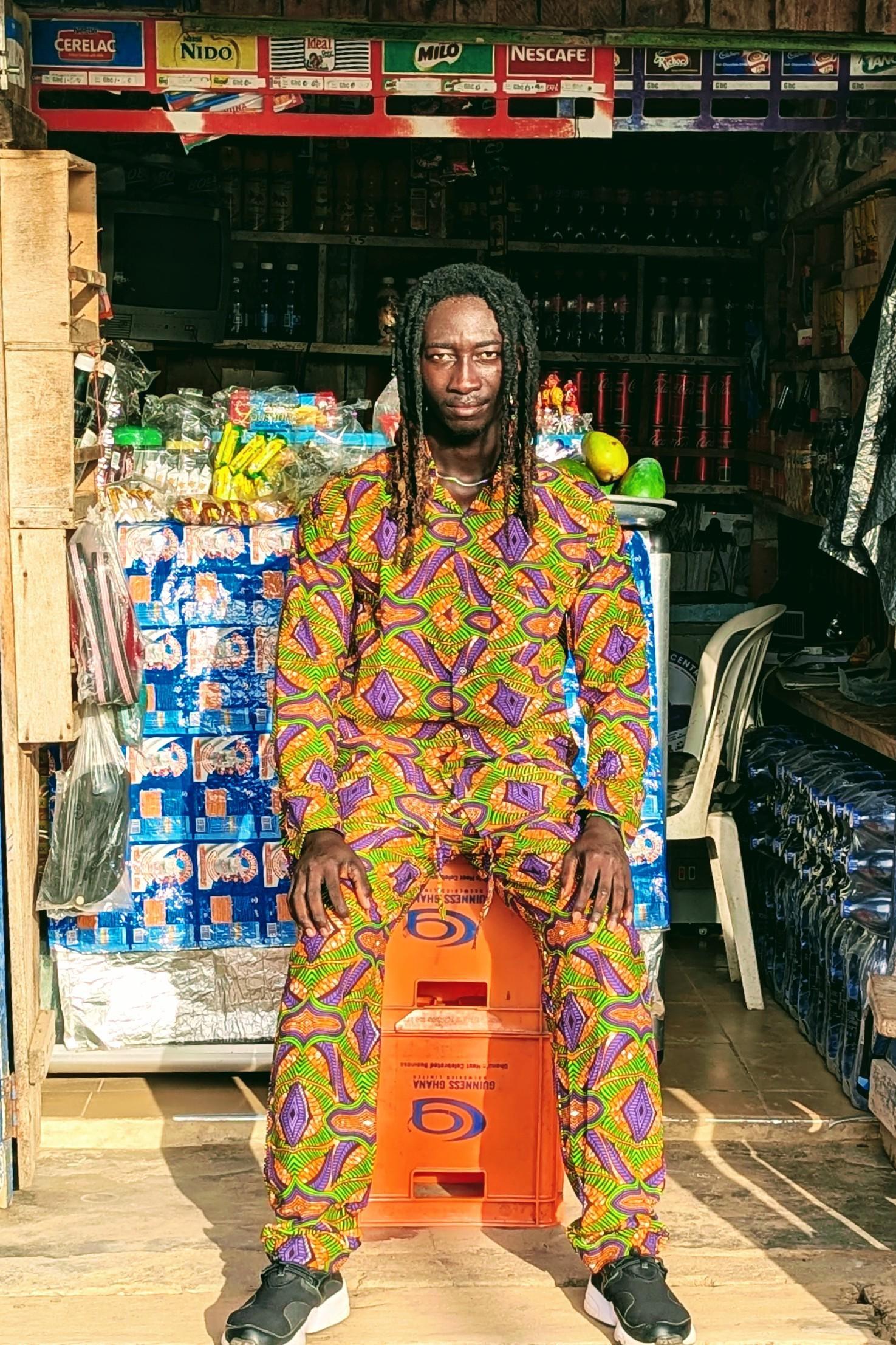 African Print Shirt, Long Sleeve Ankara Shirt, Mens Orange Retro Shirt, Festival Co-ord, 70s Clothing, Handmade in Ghana - Ashanti Empress