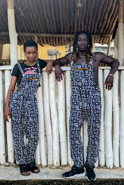 Unisex Rave Festival Dungarees, Black and White Overalls, African Mud Cloth, Jumpsuit Women, Ankara Outfit, Boho, Ashanti Empress