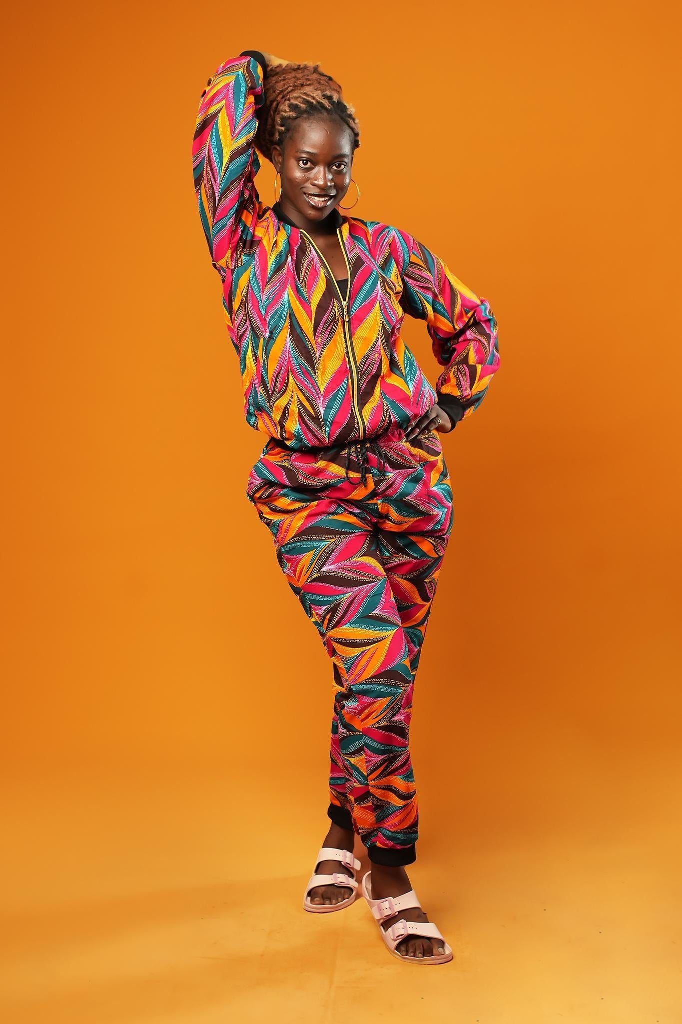 Festival Bomber Jacket – Unisex African Print Bomber, Boho Hippie Clothing, Feather Printed Jacket, Ethical Streetwear – Ashanti Empress