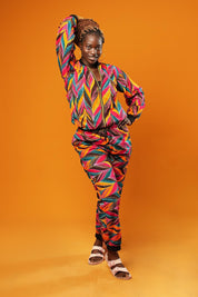 Festival Bomber Jacket – Unisex African Print Bomber, Boho Hippie Clothing, Feather Printed Jacket, Ethical Streetwear – Ashanti Empress