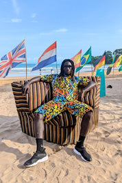 Funky Mens Cargo Shorts, Beach Hawaiian Shorts, Comfy Cotton Shorts, African Print Mens Clothing, Hippie Festival Set - Ashanti Empress