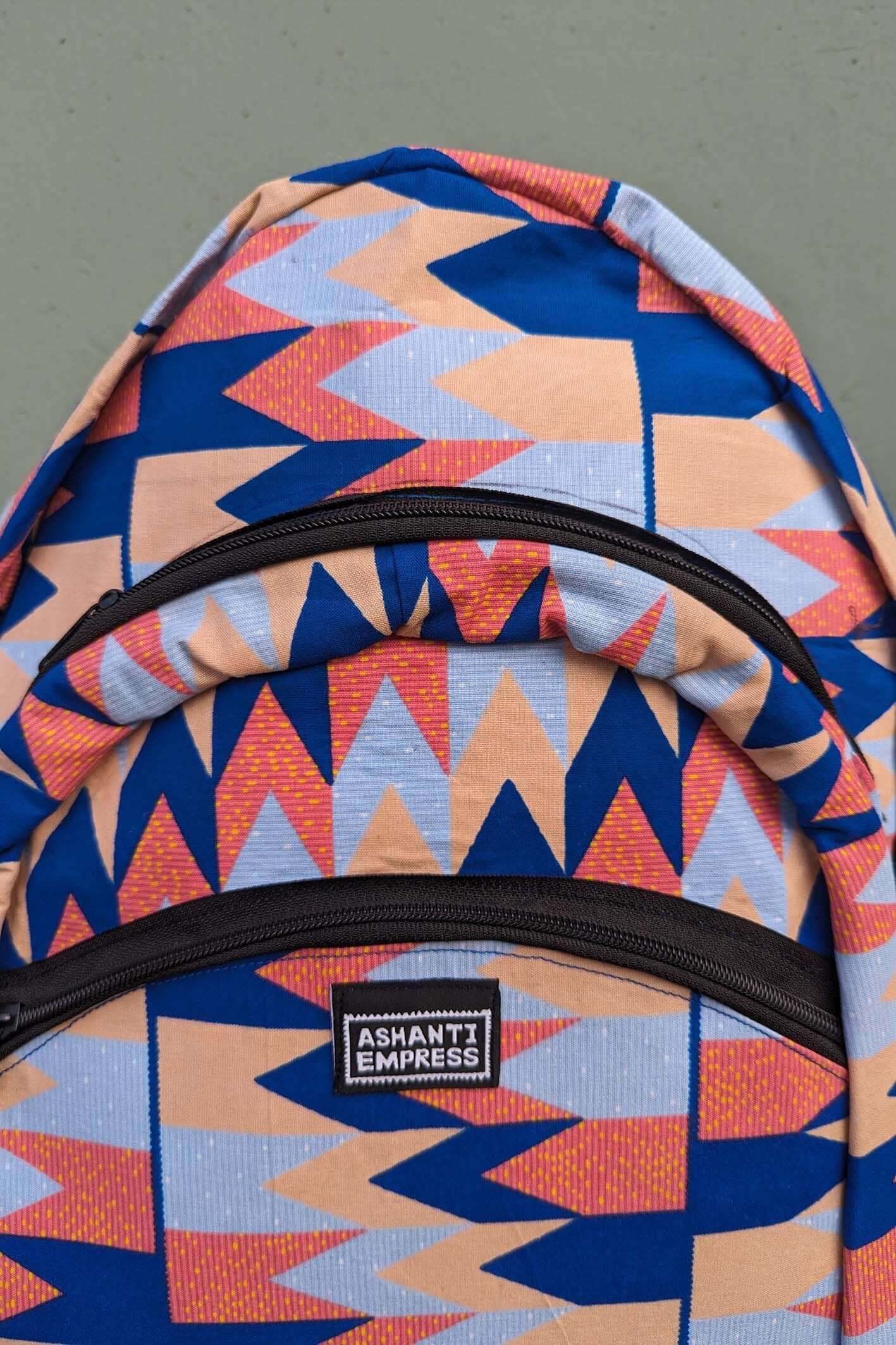 Pink kente African print backpack