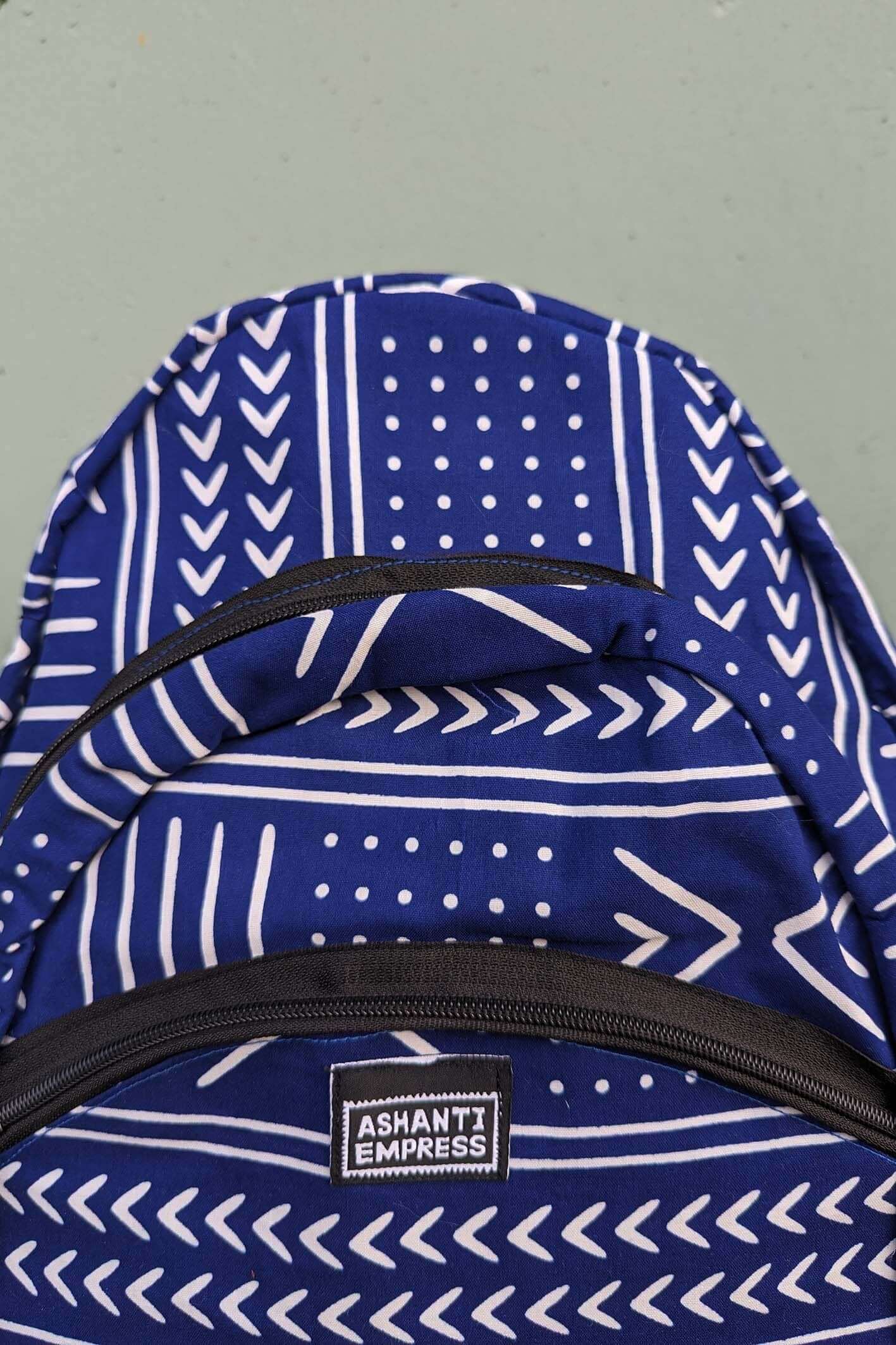 Blue African print backpack