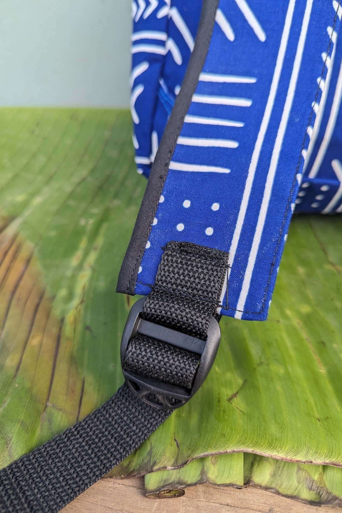 Blue African print backpack