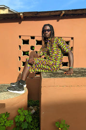 Aztec Green Mens Shorts, African Print Shorts, Festival Outfit, Eco Mens Clothing, Beach Board Shorts, Retro Hippy Outfit - Ashanti Empress